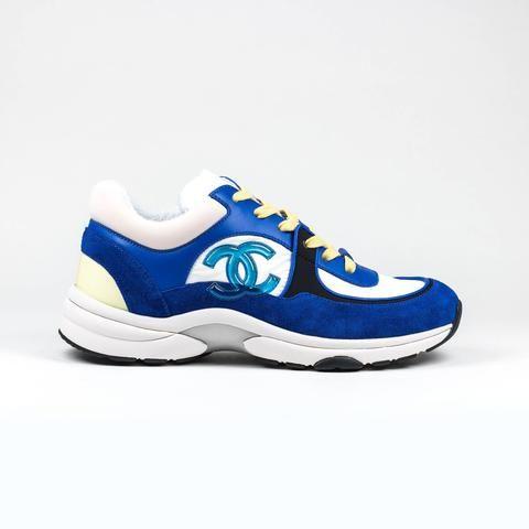 Blue and Yellow Shoe Logo - Chanel