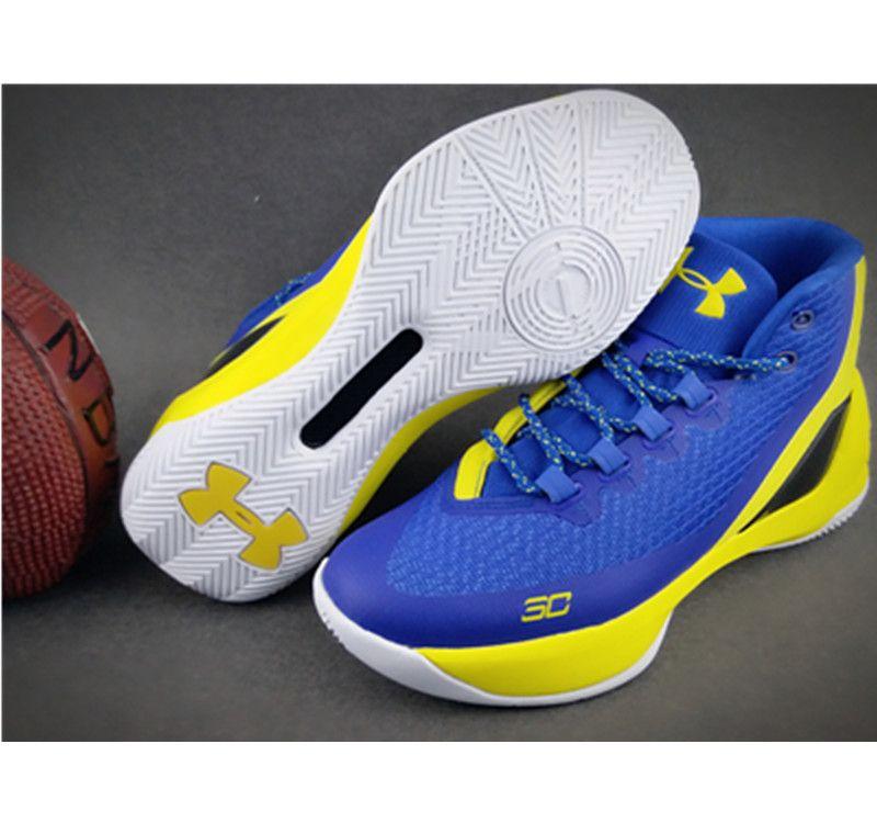 Blue and Yellow Shoe Logo - Professional Curry One High Stephen Curry 3 Blue Yellow Curry One ...