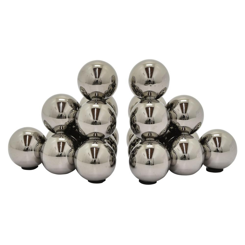 Two Hands On a Silver Ball Logo - THREE HANDS 5 in. Silver Ceramic Bookend (Set of 2)-75159 Home