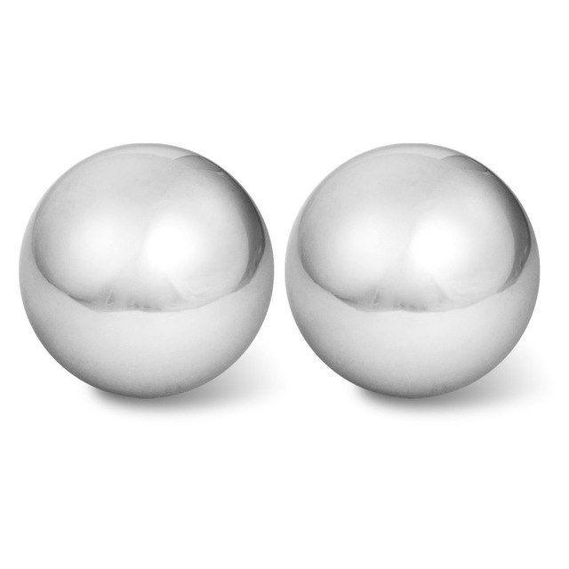 Two Hands On a Silver Ball Logo - 2 Pcs Silver Tone Hand Palm Exercise 2