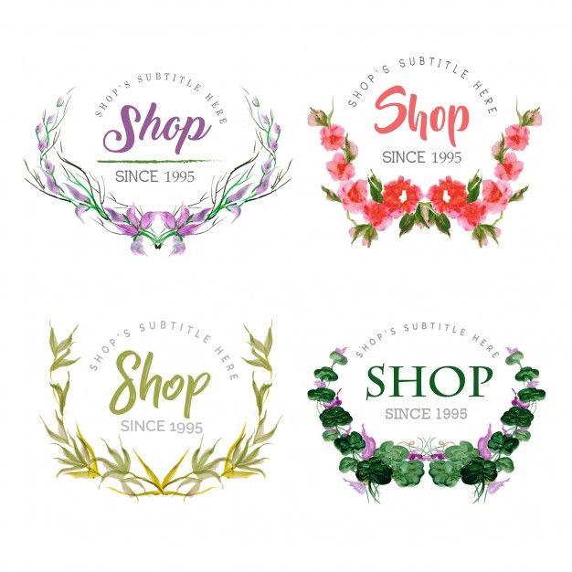 Watercolor Flower Logo - Hand drawn watercolor floral design logos collection Vector | Free ...
