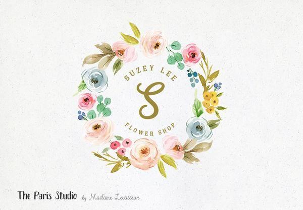Watercolor Flower Logo - Watercolor Floral Logo: Pay As You Go Custom Logo Design by