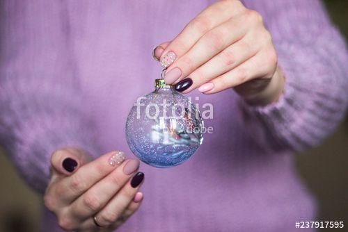 Two Hands On a Silver Ball Logo - two hands gentle nude manicure pink with rhinestones new year ...