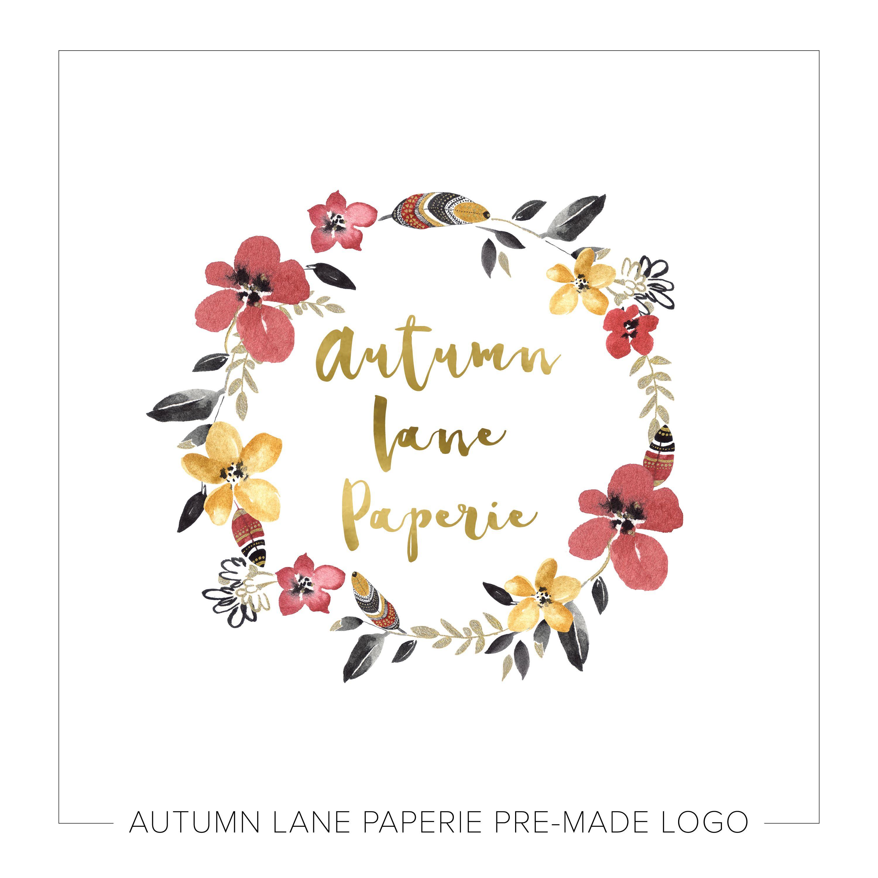 Feather Circle Logo - Vibrant Floral & Feather Circle Logo J12 | Autumn Lane Paperie