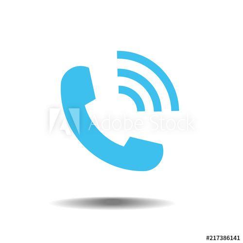Telephone Logo - Blue phone icon symbol in trendy flat style isolated on white ...