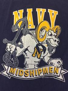 Navy Goat Logo - USA Navy Midshipmen VTG 80s TShirt L College Logo Billy Goat Anchor ...