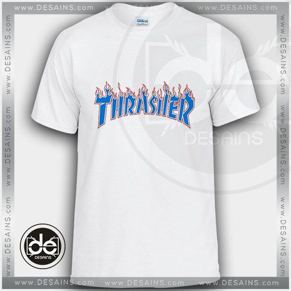 Funny Thrasher Logo - Buy Tshirt Thrasher Skate Blue Fire Tshirt Womens Tshirt Mens Size S 3XL