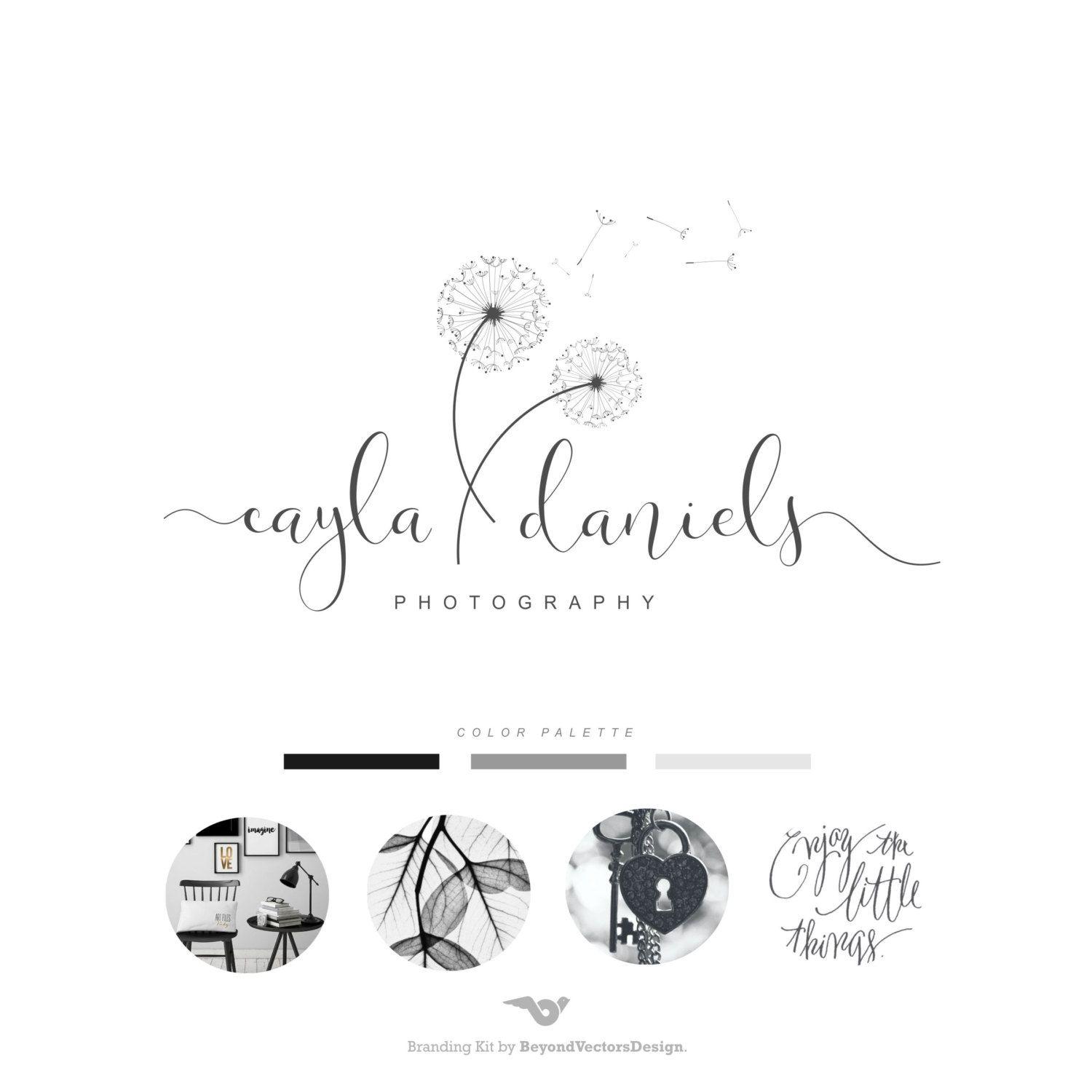 Feather Circle Logo - Dandelion Logo Photography Logo Premade Logo Wedding Logo | Etsy