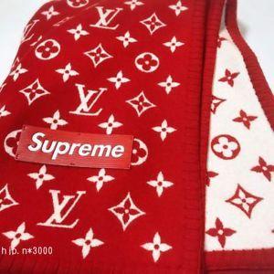 Louis Vuitton Supreme Red Logo - Supreme x Louis Vuitton Red Monogram Blanket Logo from Japan VERY ...