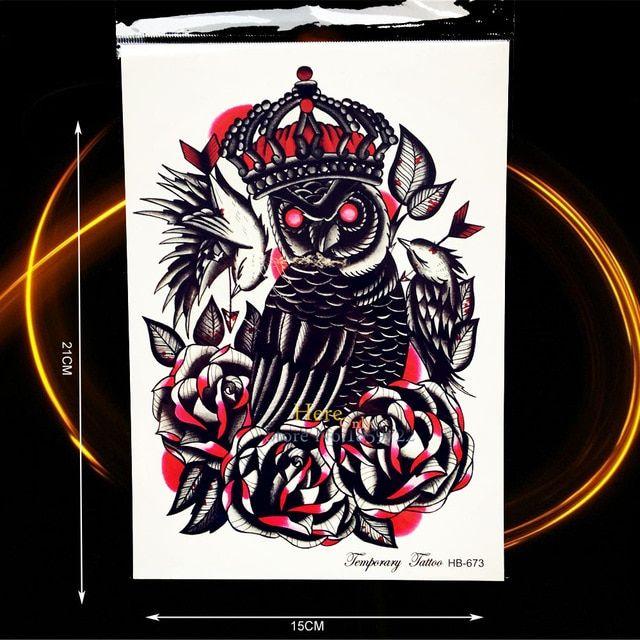 Evil Owl Logo - US $0.86 |Summer Style Onderarm Tattoo Demon Evil Owl King Rose Blood Bird  Design Waterproof Temporary Tattoo Sticker Body Art Taty HHB673-in ...