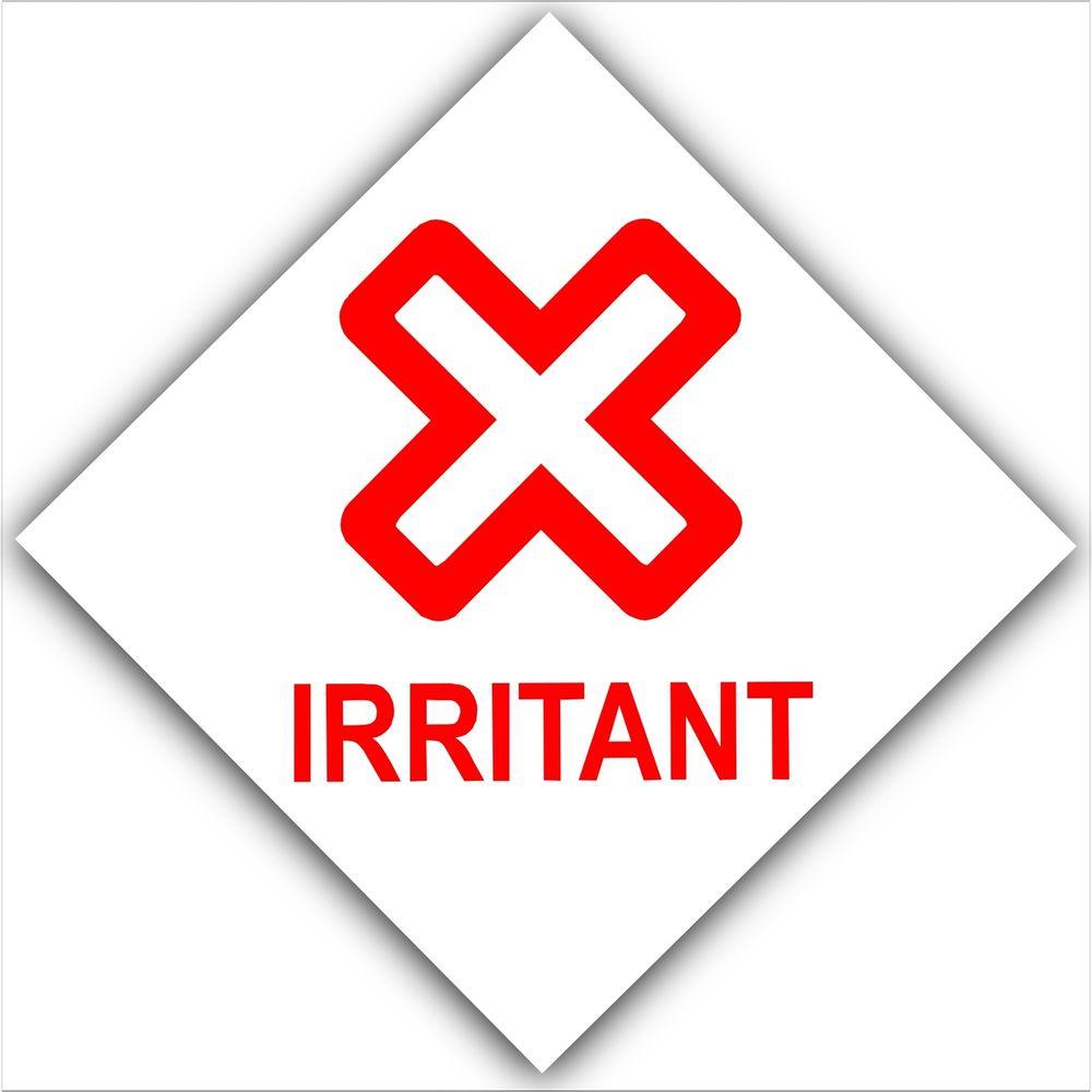Red X with Line Logo - 6 x Irritant Warning Stickers-Health & Safety Signs-Red Cross Symbol ...