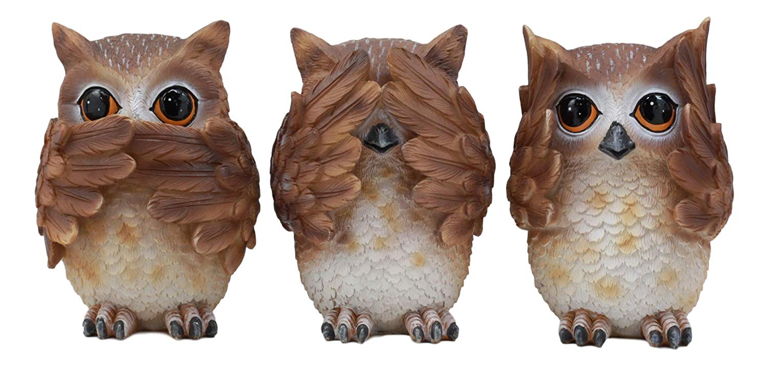 Evil Owl Logo - Amazon.com: Ebros See Hear Speak No Evil Wise Owls Figurine Decor ...