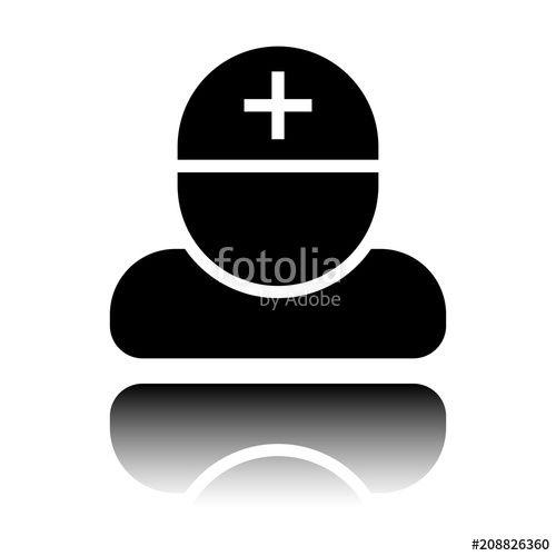 Black and White Medical Cross Logo - doctor, person with medical cross. Black icon with mirror reflection ...
