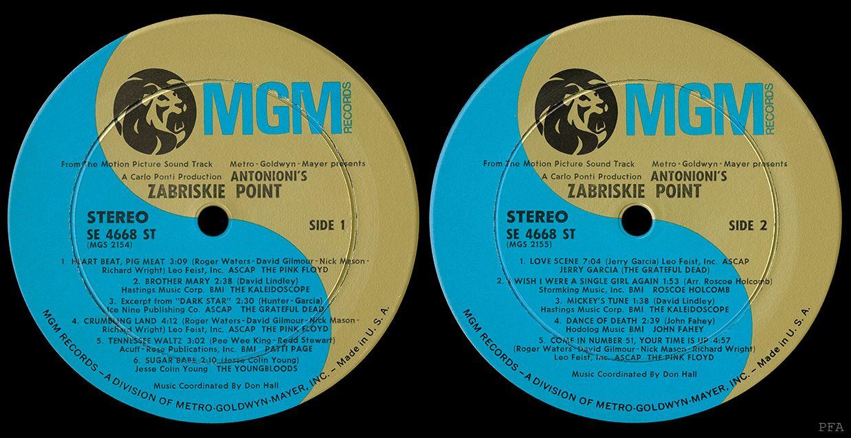 MGM Records Logo - Pink Floyd Archives U.S. Soundtrack LPs