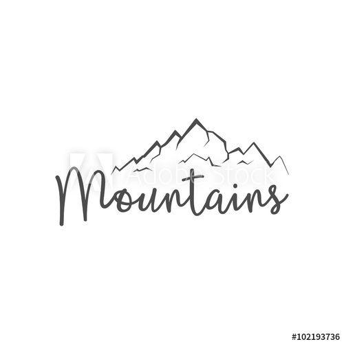 Hand Drawn Mountain Logo - Hand drawn mountain badge. Wilderness old style typography label ...