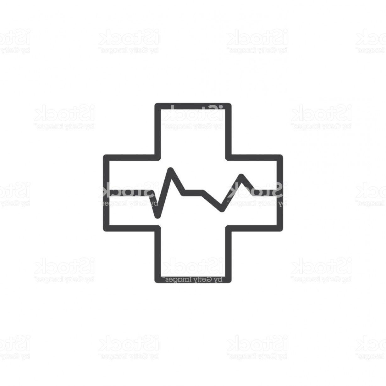 Black Medical Cross Logo - Medical Cross With Heart Beat Outline Icon Gm