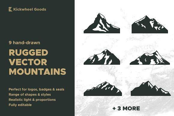 Hand Drawn Mountain Logo - 9 hand drawn vector mountains logos ~ Illustrations ~ Creative Market
