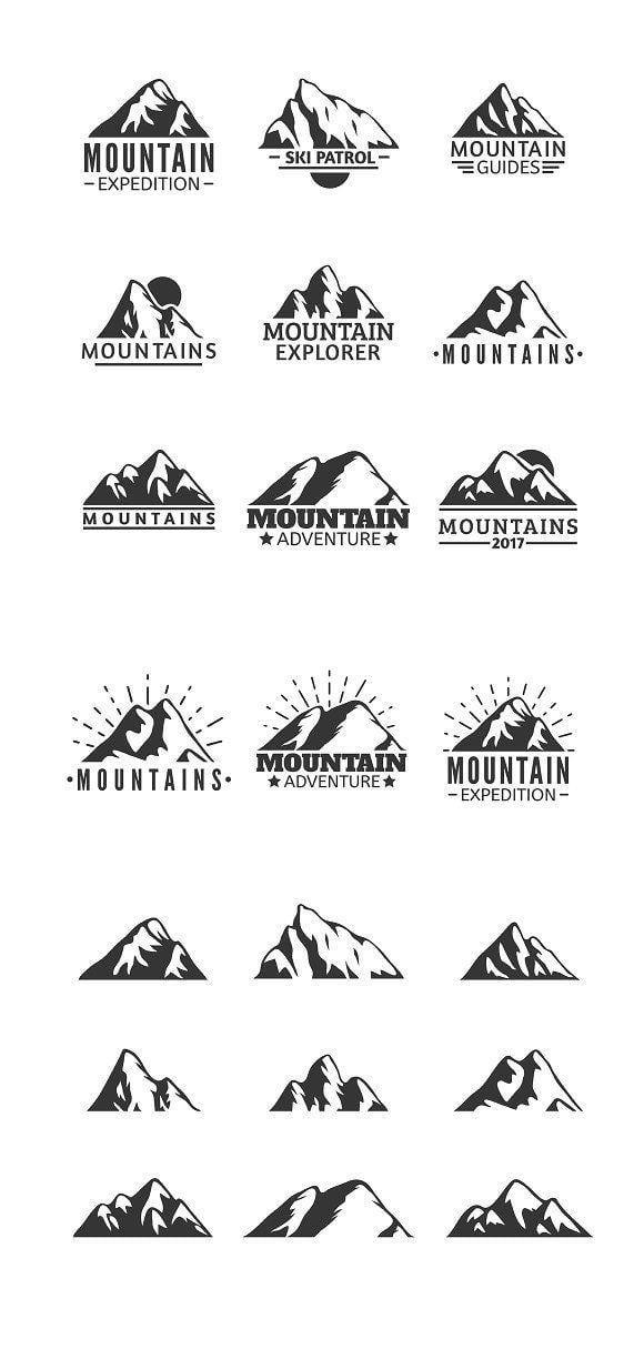 Hand Drawn Mountain Logo - Hand drawn mountains logo and badges. Mountain logos