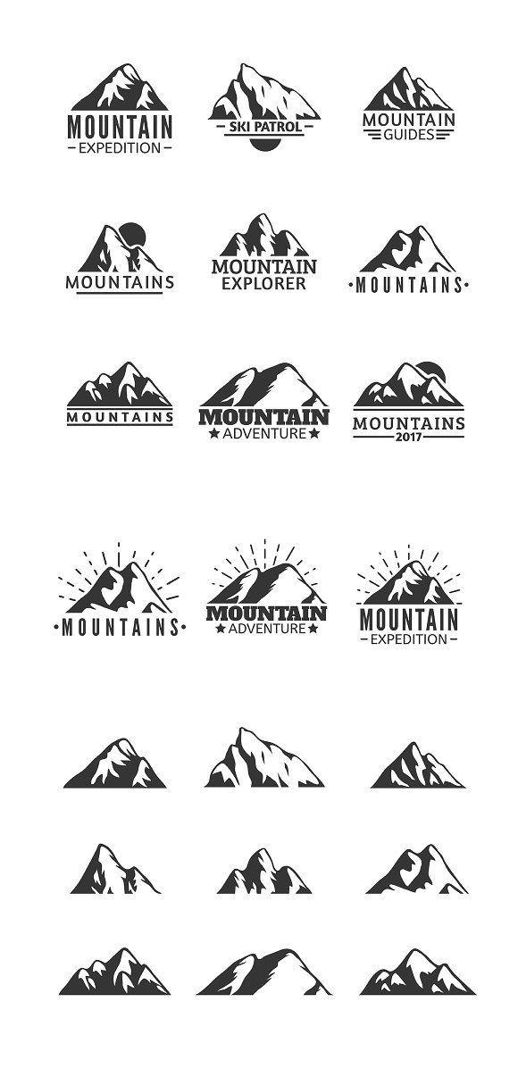 Hand Drawn Mountain Logo - Hand drawn mountains logo and badges. Mountain logos