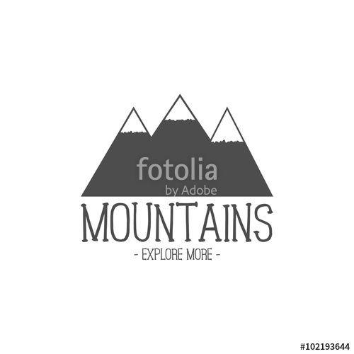 Hand Drawn Mountain Logo - Hand drawn mountain badge. Wilderness old style typography label