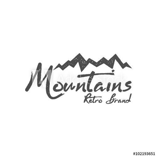Hand Drawn Mountain Logo - Hand drawn mountain badge. Wilderness old style typography label ...