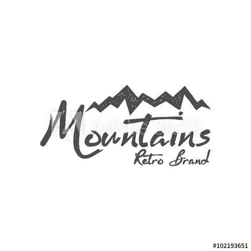 Hand Drawn Mountain Logo - Hand drawn mountain badge. Wilderness old style typography label