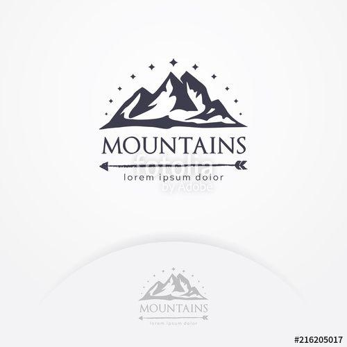 Hand Drawn Mountain Logo - Mountains logo design. Mountain hand drawn badge, Vintage landscape
