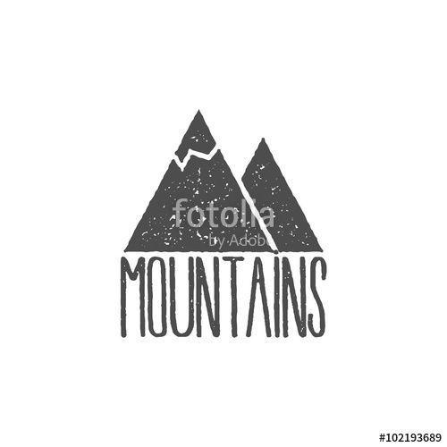 Hand Drawn Mountain Logo - Hand drawn mountain badge Wilderness old style typography label