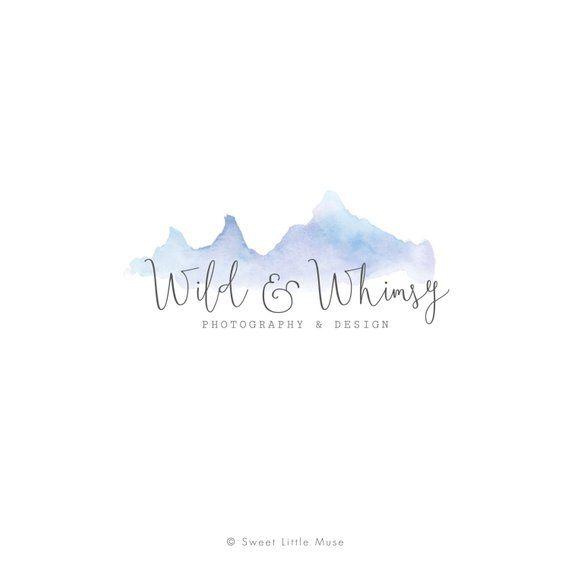 Hand Drawn Mountain Logo - Watercolor Logo Design - mountain logo design - photography logo and ...