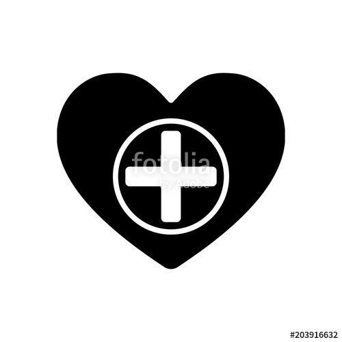 Black Medical Cross Logo - Heart And Medical Cross. Simple Icon Stock Image And Royalty Free