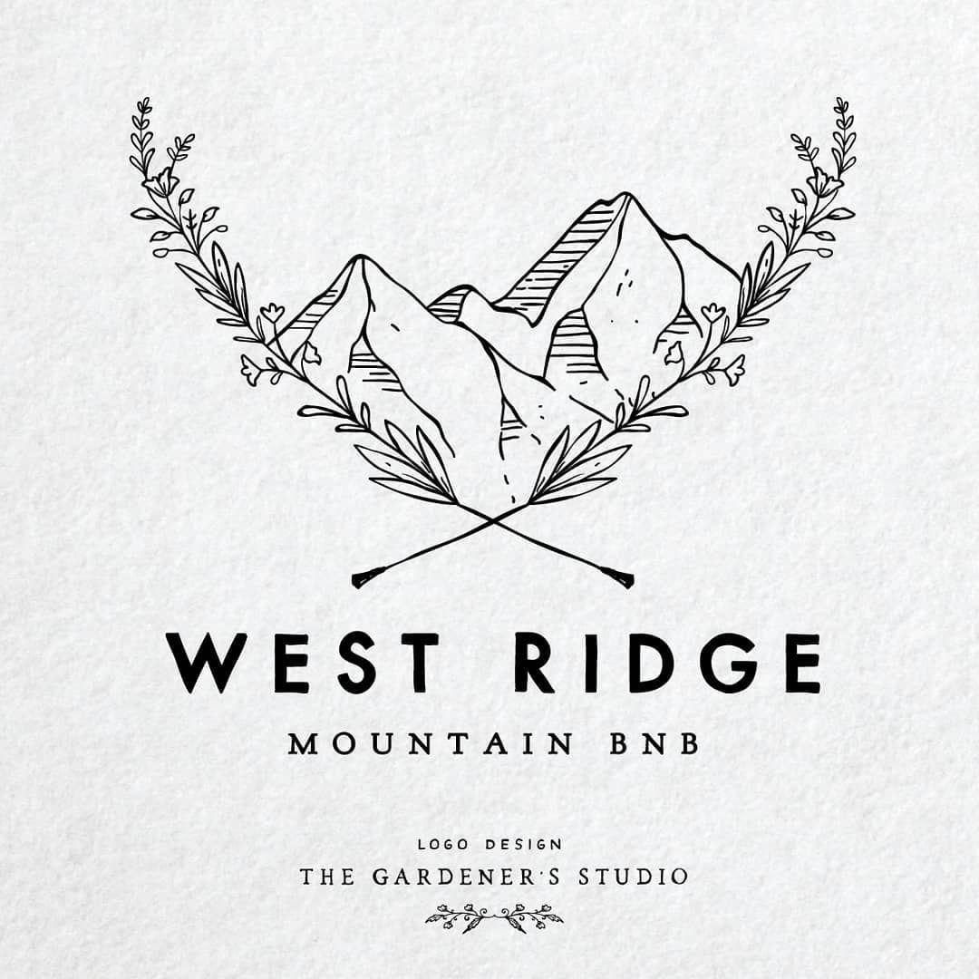 Hand Drawn Mountain Logo - Handdrawn mountain logo floral - blog logo branding inspiration ...