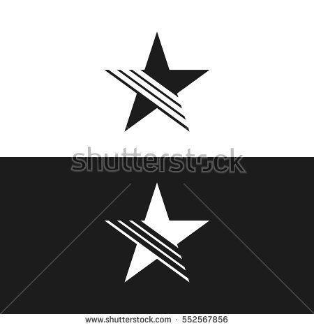Star Triangle Logo - Simple Flat Star Logo with Line. Isolated. LOGOS. Star logo