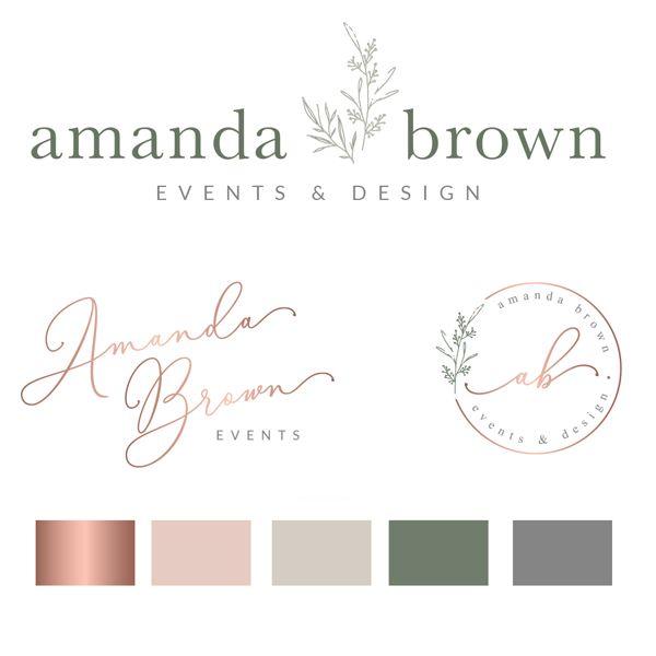 Floral Logo - Amanda Brown Logo Set - Macarons and Mimosas