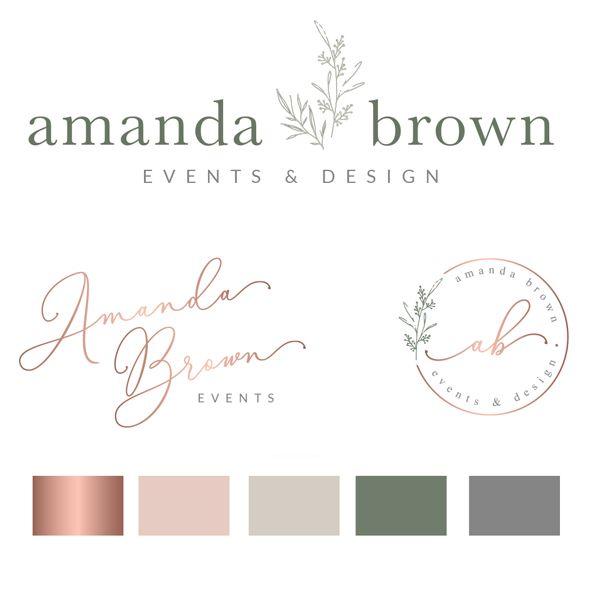 Botanical Logo - Amanda Brown Logo Set - Macarons and Mimosas