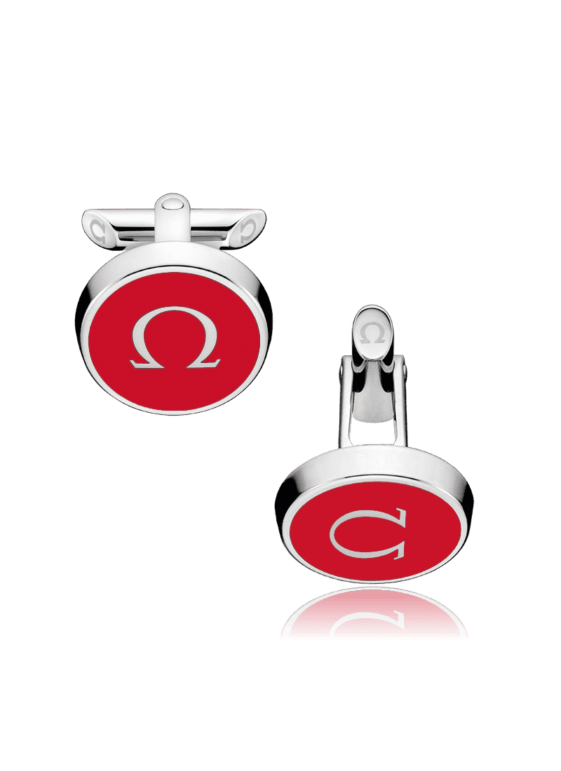 Red Omega Logo - Stainless steel and red lacquer Cufflinks. OMEGA®