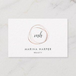 Gold Black and White Logo - Rose Gold Business Cards