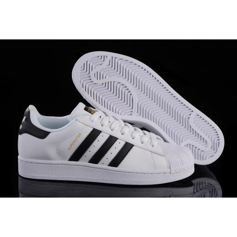 Black White and Gold Logo - Adidas Superstar men white black shoes with gold logo