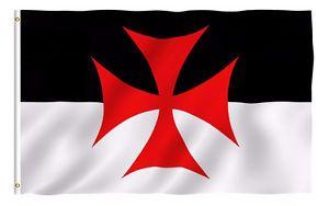 White Flag On a Red Cross Logo - Knights of Templar Masonic 3x5 Polyester Flag Black & White ...
