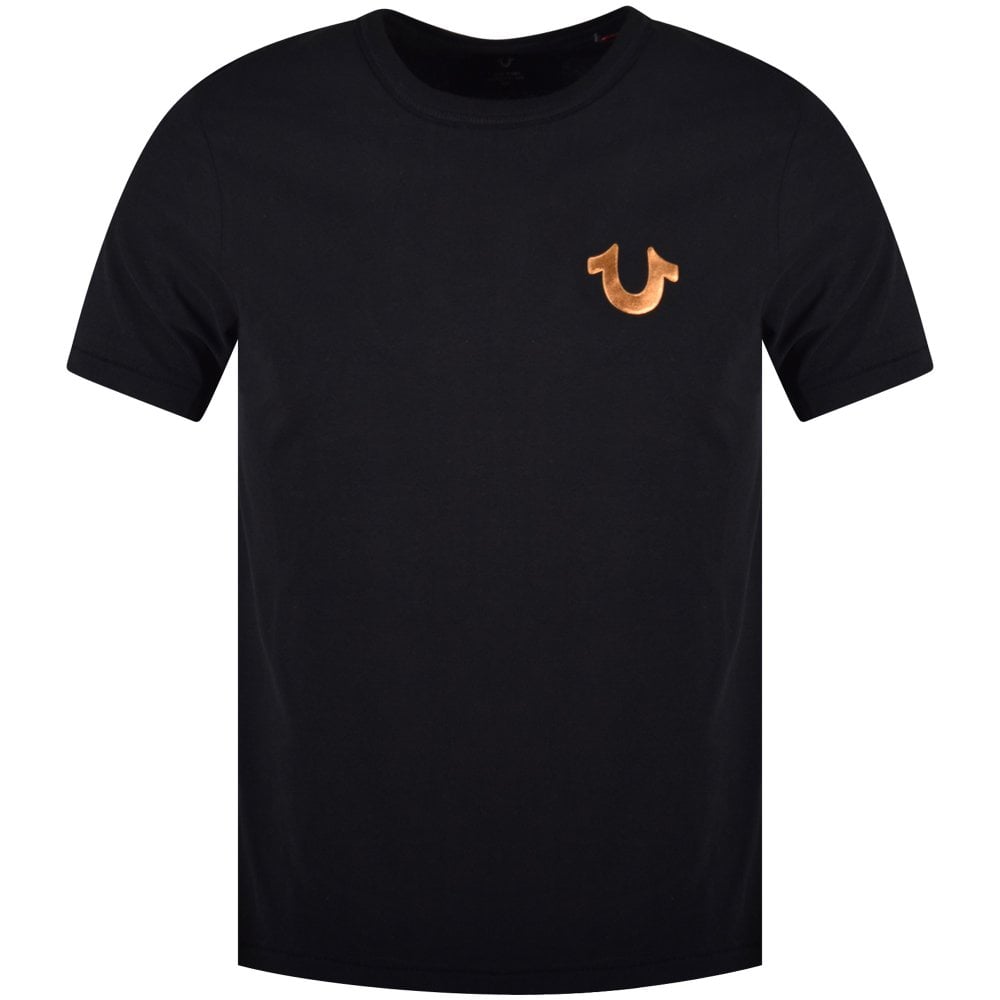 Gold Black and White Logo - TRUE RELIGION Black/Rose Gold Logo T-Shirt - Men from Brother2Brother UK