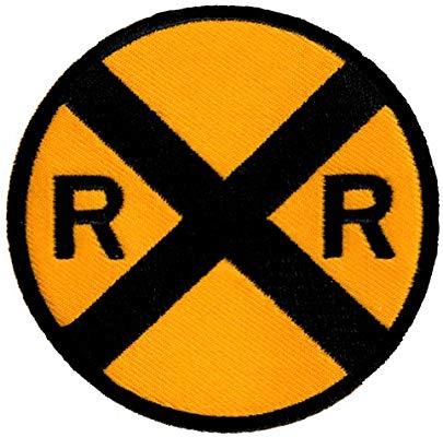 RR Crossing Logo - Railroad Crossing Road Sign Embroidered Patch Iron On