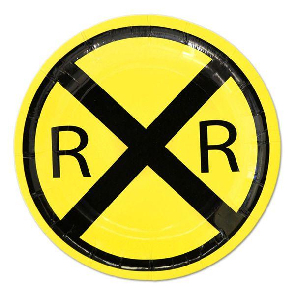 RR Crossing Logo - Railroad Crossing Dessert Plates (8)