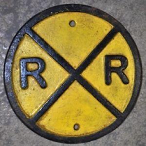 RR Crossing Logo - Vintage Style Cast Iron 6 Yellow Railroad Crossing Train Track Sign