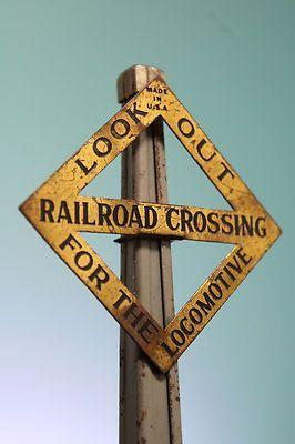 RR Crossing Logo - LIONEL PREWAR RAILROAD CROSSING SIGN O Scale LOOK OUT RR SIGNAGE ...