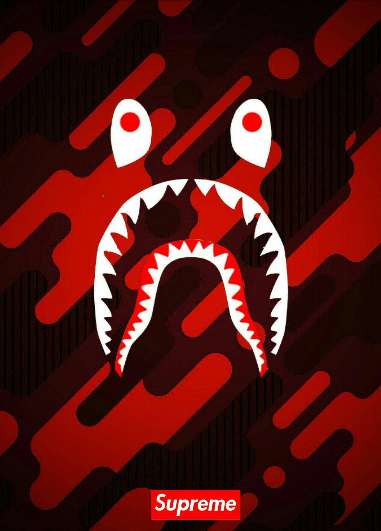 Supreme BAPE Shark Logo - Pin by Myke on Art print | Supreme wallpaper, Supreme, Hypebeast ...