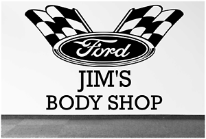 Black and White Ford Racing Logo - FORD RACING LOGO FLAG NAME PERSONALIZED 22 WALL DECAL MAN CAVE