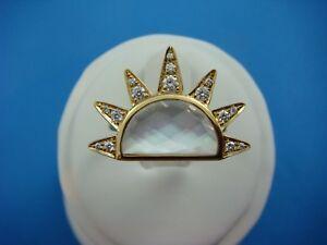 Sun Diamond Logo - DOVES HALF SUN DIAMOND RING 18K GOLD WITH WHITE TOPAZ OVER MOTHER OF ...