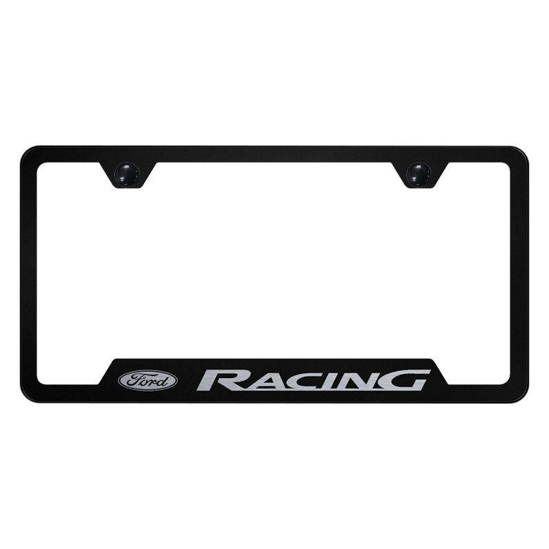 Black and White Ford Racing Logo - Autogold® GF.FORR.EB - Black License Plate Frame with Laser Etched ...
