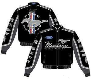 Black and White Ford Racing Logo - Ford Mustang Jacket Mens Black Cotton Twill Collage Best Racing Car ...