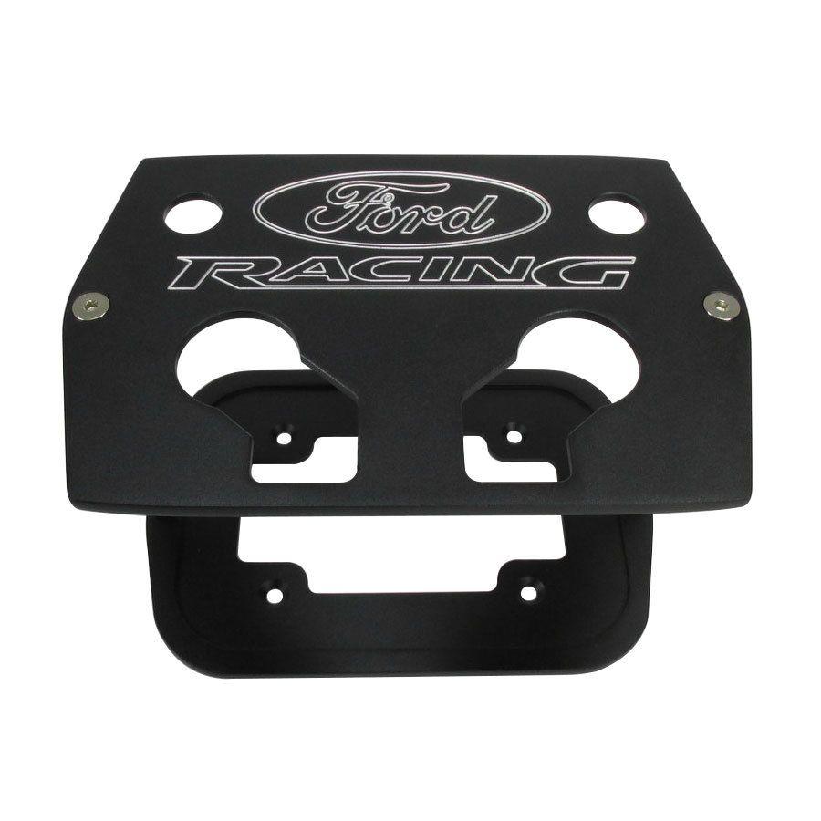 Black and White Ford Racing Logo - Billet Aluminum Optima Battery Tray Holder Box - Ford Racing Mustang ...