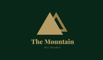 Dark Green Triangle Logo - The Mountain triangle logo dark green background business card